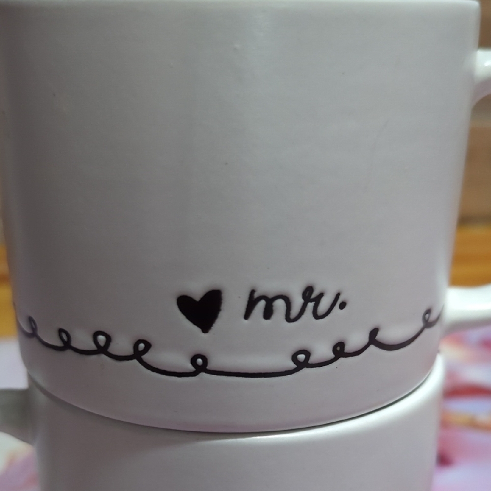 Mr. & Mrs. Coffee Mug Set – White with Black Script - Picture 3 of 8